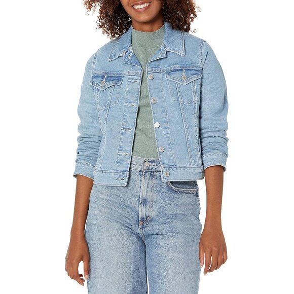 Denim - Women's Cotton Blend Trucker Jacket Plus Size Vintage Style Casual Wear